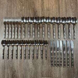 VTG Reed & Barton Rebacraft Stainless Steel Bamboo Handle Flatware 35 Pcs Japan